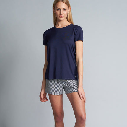 Tom Tailor pyjamashirt round neck solid blue dames  64007-6085-630 Tom Tailor haut de pyjama round neck solid blue femmes