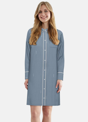 Tom Tailor slaapkleedje xanthi blue dames 60363-6061-623 Tom Tailor robe de nuit xanthi blue femmes
