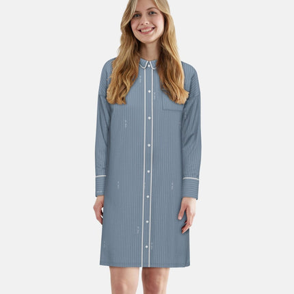 Tom Tailor slaapkleedje xanthi blue dames 60363-6061-623 Tom Tailor robe de nuit xanthi blue femmes