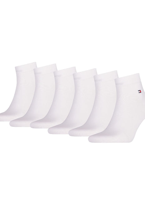 Tommy Hilfiger enkelsokken 6 paar quarter white heren 701219563-002 Tommy Hilfiger soquettes 6 paires quarter white hommes