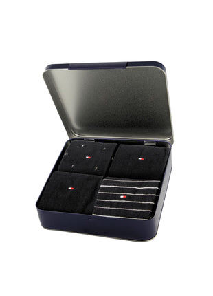 Tommy Hilfiger sokken 4 paar tin giftbox sock black heren 701235375-002 Tommy Hilfiger chaussettes 4 paires tin giftbox sock black hommes