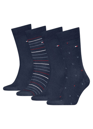 Tommy Hilfiger sokken 4 paar tin giftbox sock navy heren 701235375-001 Tommy Hilfiger chaussettes 4 paires tin giftbox sock navy hommes