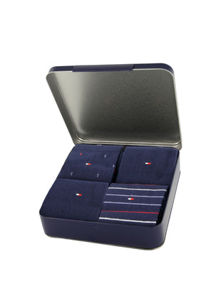 Tommy Hilfiger sokken 4 paar tin giftbox sock navy heren 701235375-001 Tommy Hilfiger chaussettes 4 paires tin giftbox sock navy hommes