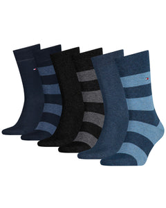 Tommy Hilfiger sokken 6 paar rugby sock black / dark navy / jeans heren 701222237-001 Tommy Hilfiger chaussettes 6 paires rugby sock black / dark navy / jeans hommes