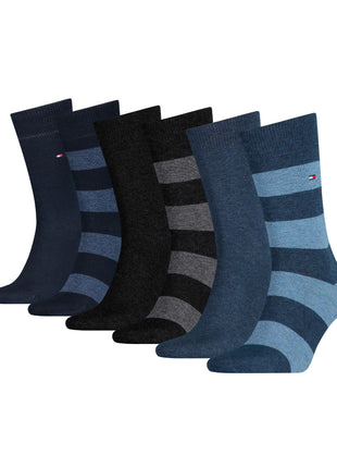 Tommy Hilfiger sokken 6 paar rugby sock black / dark navy / jeans heren 701222237-001 Tommy Hilfiger chaussettes 6 paires rugby sock black / dark navy / jeans hommes