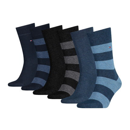 Tommy Hilfiger sokken 6 paar rugby sock black / dark navy / jeans heren 701222237-001 Tommy Hilfiger chaussettes 6 paires rugby sock black / dark navy / jeans hommes