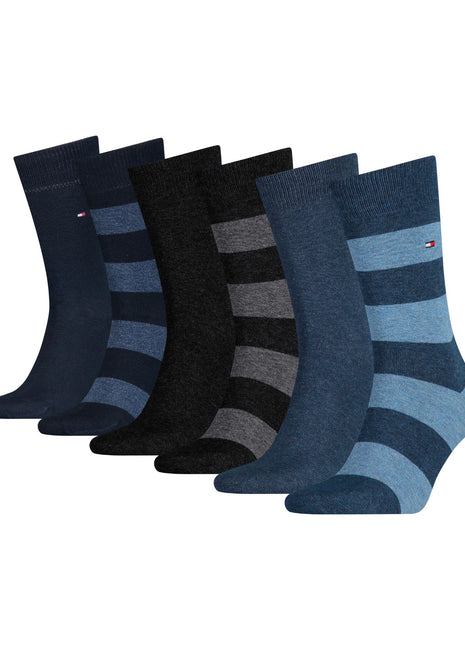 Tommy Hilfiger sokken 6 paar rugby sock black / dark navy / jeans heren 701222237-001 Tommy Hilfiger chaussettes 6 paires rugby sock black / dark navy / jeans hommes