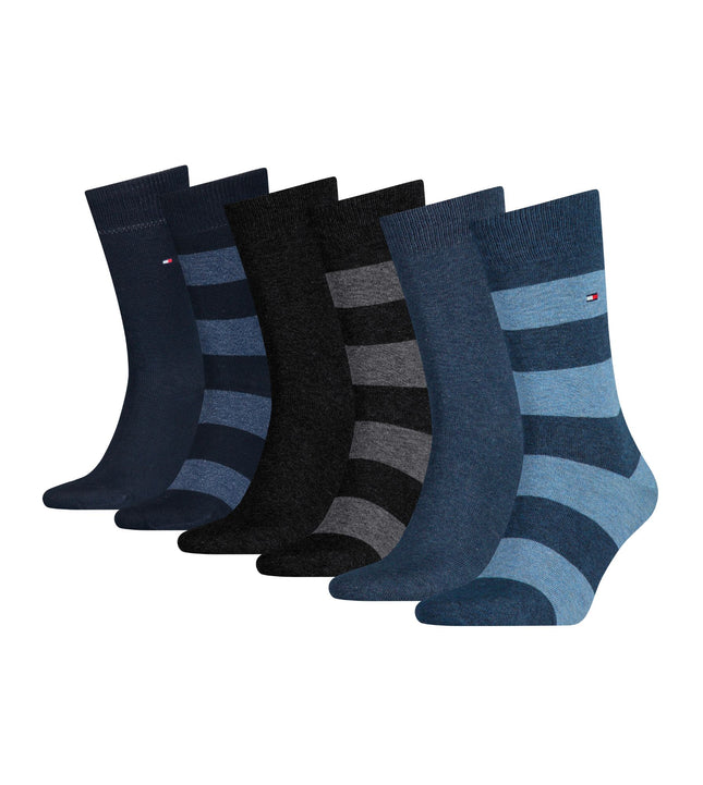 Tommy Hilfiger sokken 6 paar rugby sock black / dark navy / jeans heren 701222237-001 Tommy Hilfiger chaussettes 6 paires rugby sock black / dark navy / jeans hommes