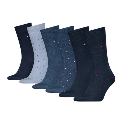 Tommy Hilfiger sokken 6 paar sock dot blue heren 701232845-001 Tommy Hilfiger chaussettes 6 paires sock dot blue hommes