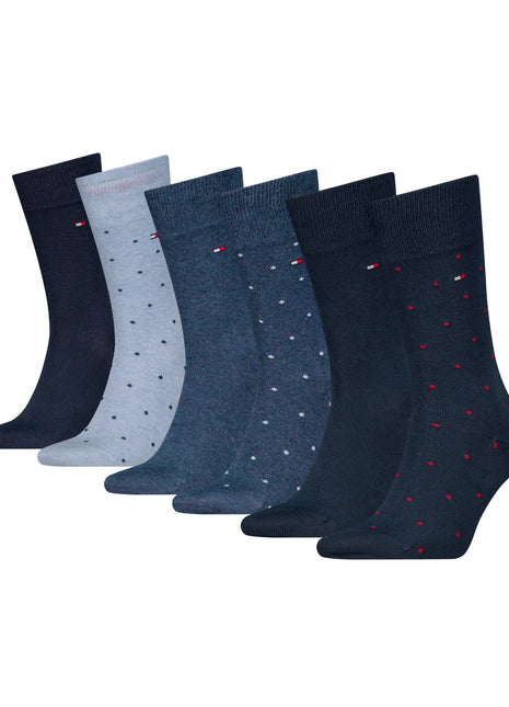 Tommy Hilfiger sokken 6 paar sock dot blue heren 701232845-001 Tommy Hilfiger chaussettes 6 paires sock dot blue hommes