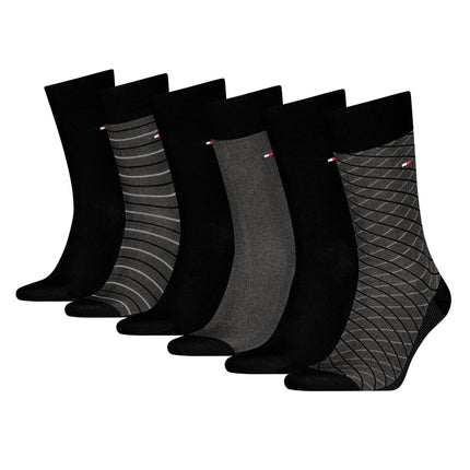 Tommy Hilfiger sokken 6 paar tin giftbox birdey sock black heren 701235373-002 Tommy Hilfiger chaussettes 6 paires tin giftbox birdey sock black hommes