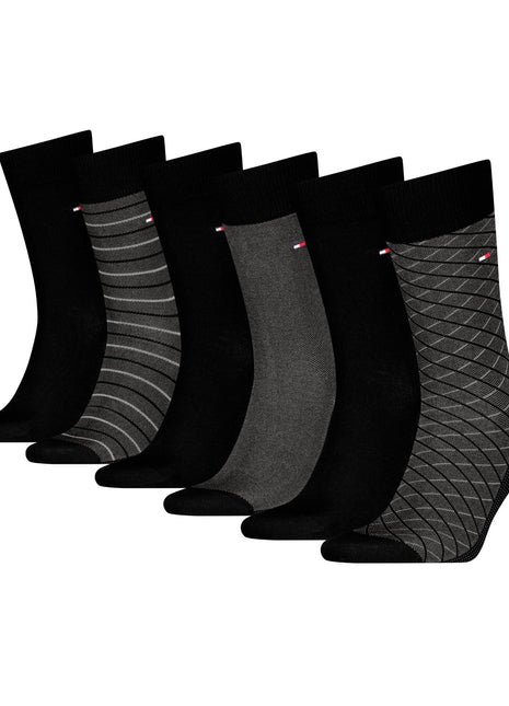 Tommy Hilfiger sokken 6 paar tin giftbox birdey sock black heren 701235373-002 Tommy Hilfiger chaussettes 6 paires tin giftbox birdey sock black hommes