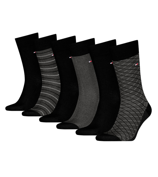 Tommy Hilfiger sokken 6 paar tin giftbox birdey sock black heren 701235373-002 Tommy Hilfiger chaussettes 6 paires tin giftbox birdey sock black hommes