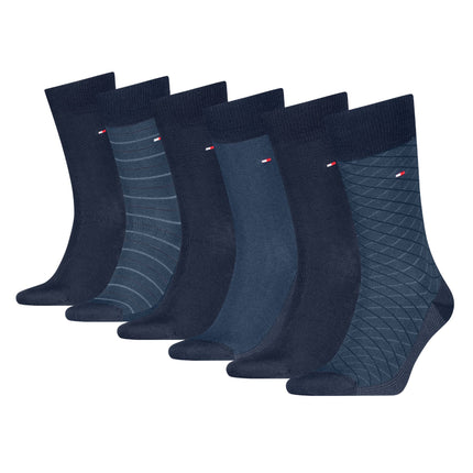 Tommy Hilfiger sokken 6 paar tin giftbox birdey sock navy heren 701235373-001 Tommy Hilfiger chaussettes 6 paires tin gigfbox birdey sock navy hommes