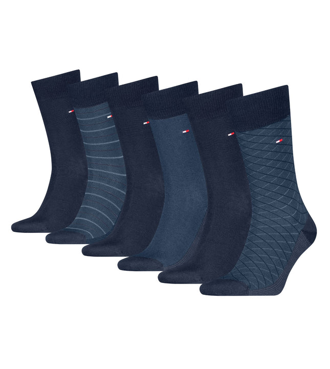 Tommy Hilfiger sokken 6 paar tin giftbox birdey sock navy heren 701235373-001 Tommy Hilfiger chaussettes 6 paires tin gigfbox birdey sock navy hommes