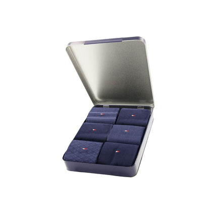 Tommy Hilfiger sokken 6 paar tin giftbox birdey sock navy heren 701235373-001 Tommy Hilfiger chaussettes 6 paires tin gigfbox birdey sock navy hommes