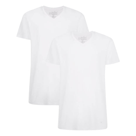 Bamboo Basics t-shirt col v lot de 2 knitted v-neck t-shirt optical white hommes