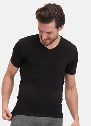 Bamboo Basics t-shirt v-neck 2 pack knitted v-neck t-shirt black men