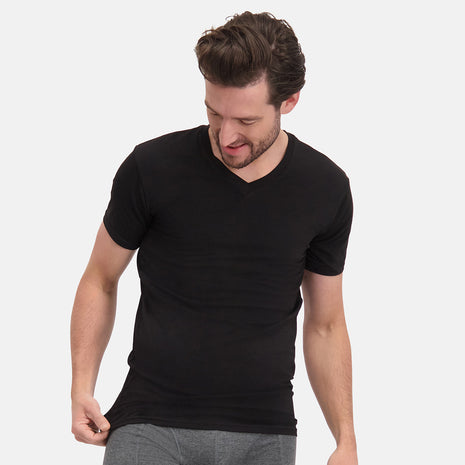 Bamboo Basics t-shirt col v lot de 2 knitted v-neck t-shirt black hommes