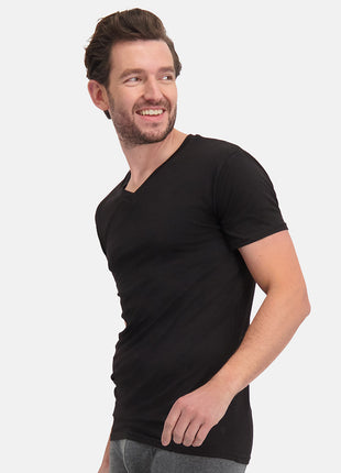 Bamboo Basics t-shirt v-neck 2 pack knitted v-neck t-shirt black men