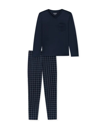 Schiesser pyjama lange broek fine interlock nightblue heren