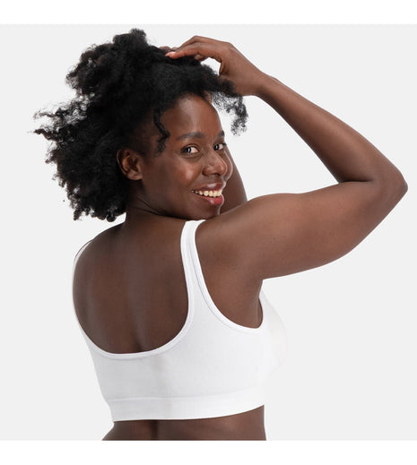 Bamboo Basics wit naadloos bh-topje voor dames, achteraanzicht