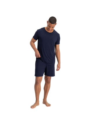 Blauwe korte pyjamabroek voor heren van Bamboo Basics