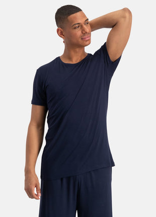 Blauwe korte pyjamabroek voor heren van Bamboo Basics