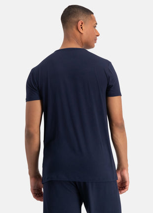 Blauwe korte pyjamabroek voor heren van Bamboo Basics