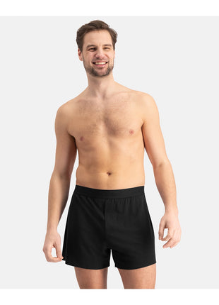 Bamboo Basics set van twee zwarte losse boxershorts voor heren, vooraanzicht