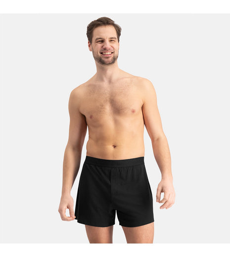 Bamboo Basics set van twee zwarte losse boxershorts voor heren, vooraanzicht