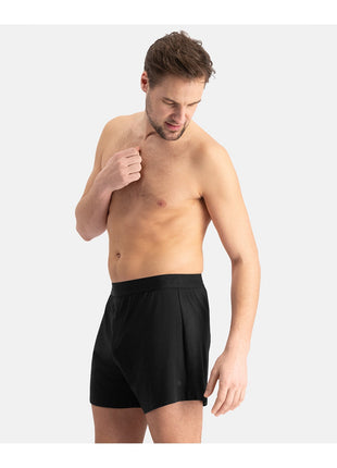 Bamboo Basics set van twee zwarte losse boxershorts voor heren, zijaanzicht