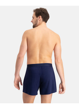 Bamboo Basics set van twee donkerblauwe losse boxershorts voor heren, achteraanzicht