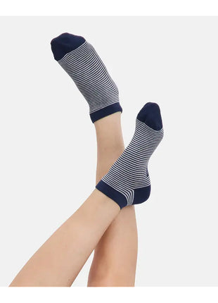 Drie paar navy enkelsokken met strepen van Bamboo Basics
