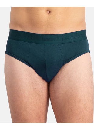 Bamboo Basics set van drie herenslips in zwart, diep teal en malachietgroen, vooraanzicht