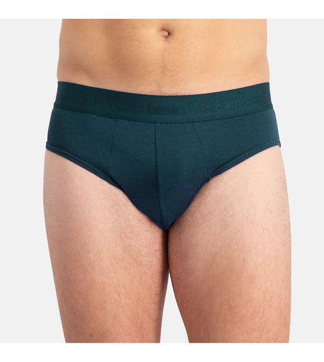 Bamboo Basics set van drie herenslips in zwart, diep teal en malachietgroen, vooraanzicht