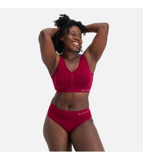 Bamboo Basics set van drie bordeauxrode naadloze damesslips