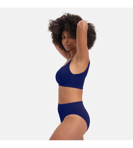 Bamboo Basics set van drie donkerblauwe naadloze damesslips
