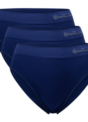 Bamboo Basics set van drie donkerblauwe naadloze damesslips