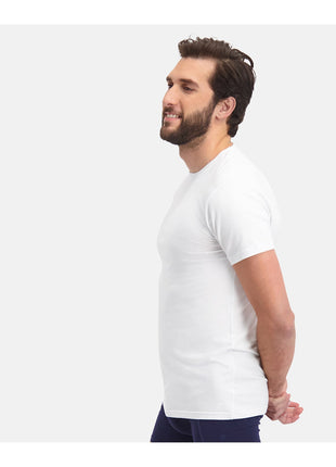Bamboo Basics set van twee witte long-fit T-shirts voor heren, linkerzijaanzicht