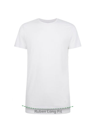 Bamboo Basics set van twee witte long-fit T-shirts voor heren