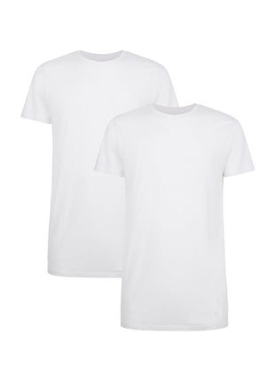 Bamboo Basics set van twee witte long-fit T-shirts voor heren