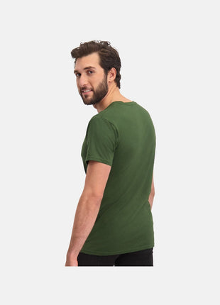 Bamboo Basics set van twee legergroene T-shirts met V-hals voor heren