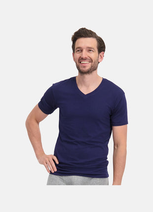 Bamboo Basics set van twee blauwe T-shirts met V-hals voor heren