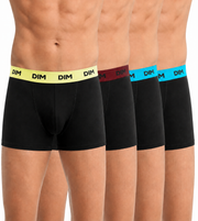 Dim boxer 4 pack mix et couleurs ceinture noire magenta homme