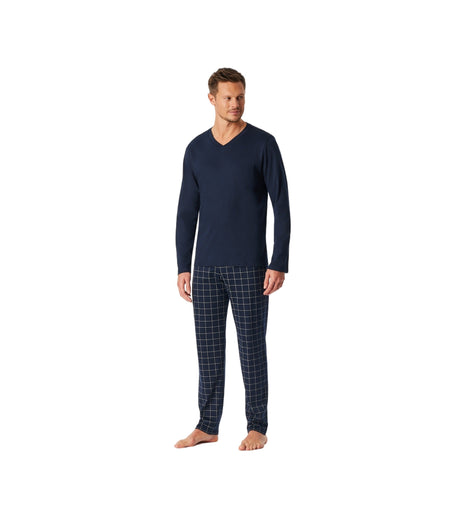 Schiesser pyjama pantalon long en maille fine bleu nuit pour hommes