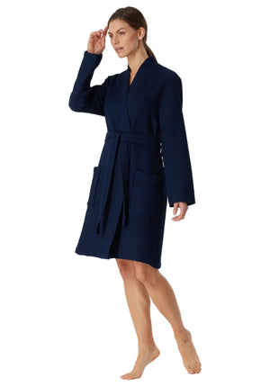 Schiesser badjas Essentials bathrobe dark blue dames
