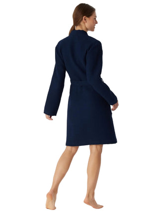 Schiesser badjas Essentials bathrobe dark blue dames