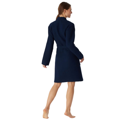 Schiesser badjas Essentials bathrobe dark blue dames