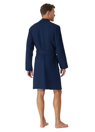 Schiesser badjas Essentials bathrobe dark blue Heren